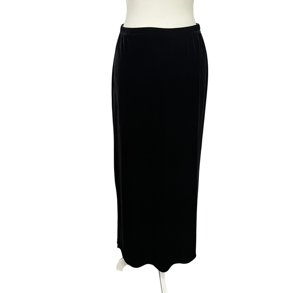 Vtg Notations Black Velvet Maxi Skirt Pull On Women's Medium Whimsigoth Grunge